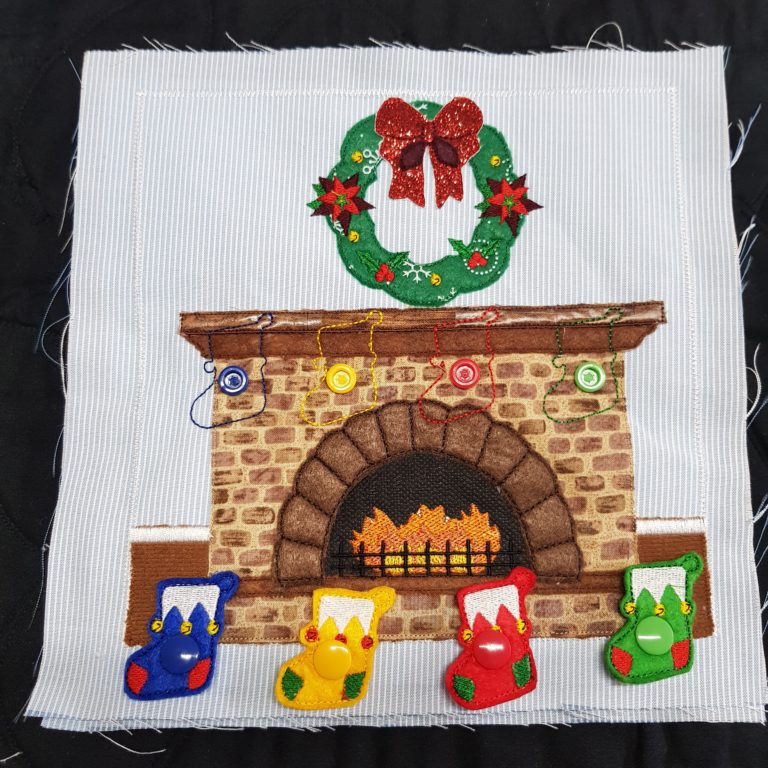 Christmas fireplace and stockings quiet book page - Image 2