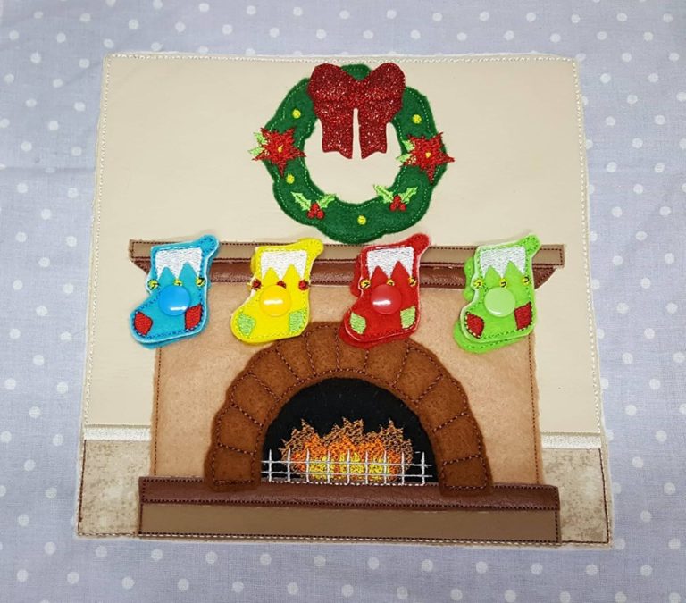 Christmas fireplace and stockings quiet book page - Image 3