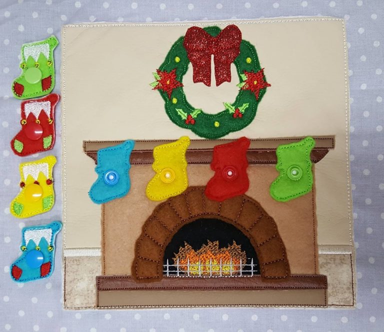 Christmas fireplace and stockings quiet book page - Image 4