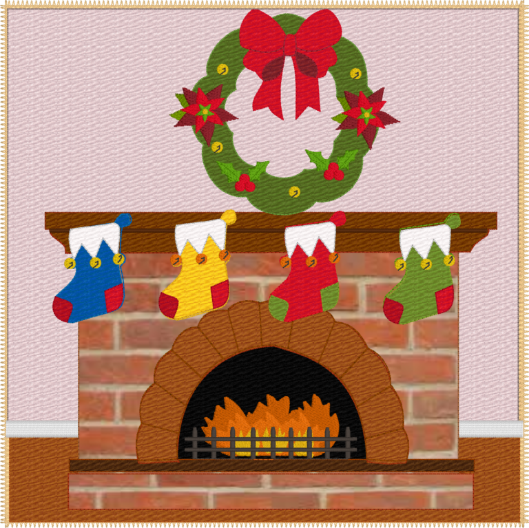 Christmas fireplace and stockings quiet book page - Image 5
