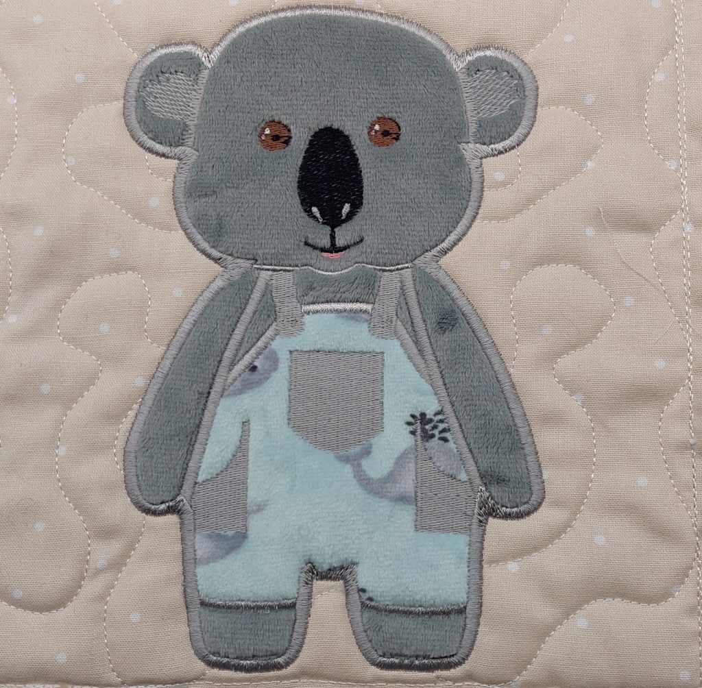Little bear Koala boy quilt panel 7.5×7.5 ITHWL In the Hoop with Lee