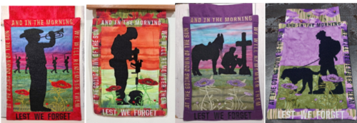 Set of 4 Soldier Mini quilt wall hangings 7.5x11 - ITHWL