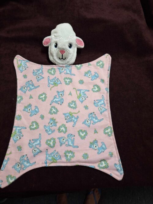 Lamb lovey 5x7 - baby comforter - ITHWL