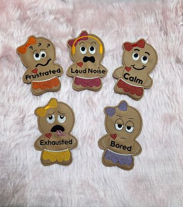 Girl emotions add on (set of 5) finger puppets 7.5x11 - ITHWL